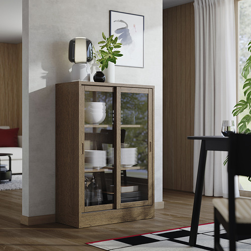 TONSTAD, cabinet with sliding glass doors