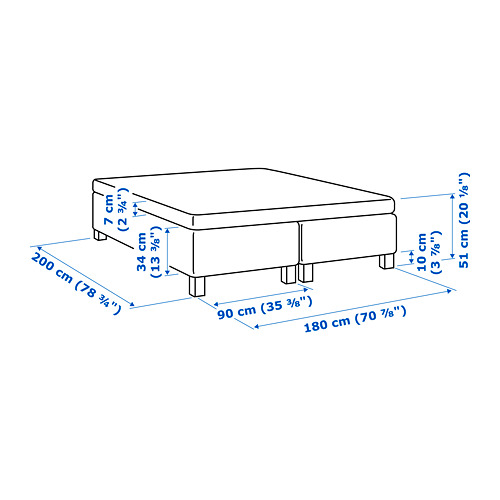 SKOTTERUD sprung base incl. mattress pad