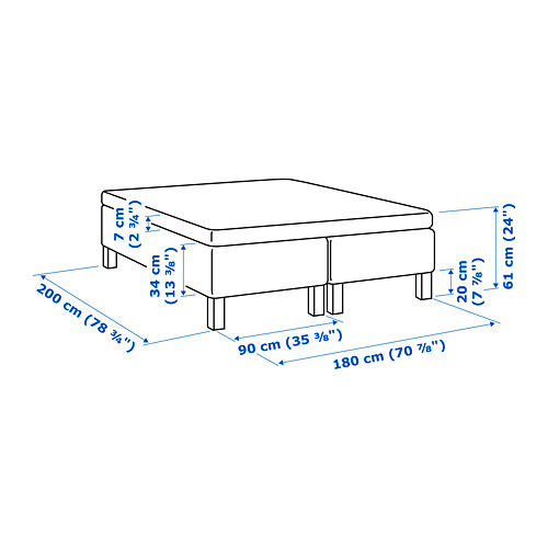 SKOTTERUD sprung base incl. mattress pad