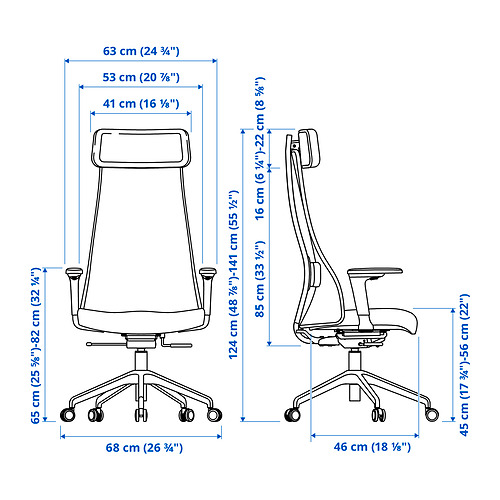 JÄRVFJÄLLET, office chair with armrests