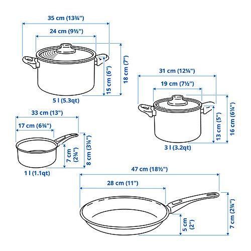 HEMLAGAD 6-piece cookware set