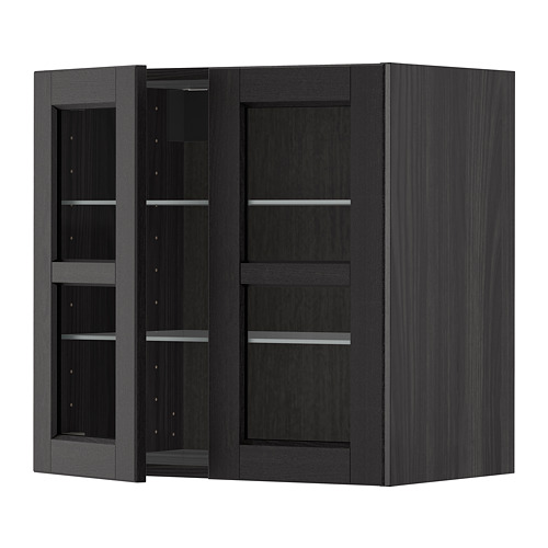 METOD wall cabinet w shelves/2 glass drs