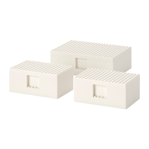 BYGGLEK, LEGO® box with lid, set of 3