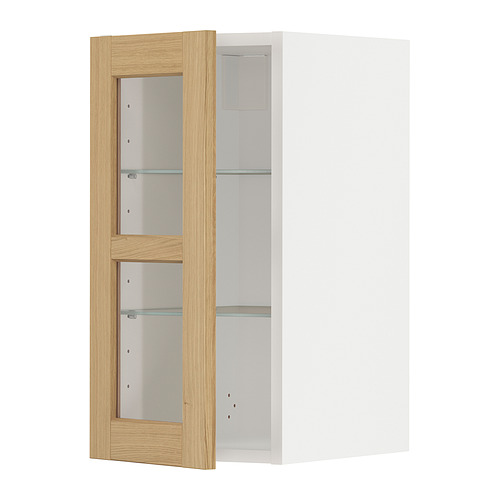 METOD wall cabinet w shelves/glass door