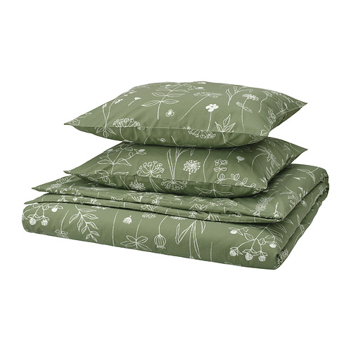 SLÅNGULDMAL, duvet cover and 2 pillowcases