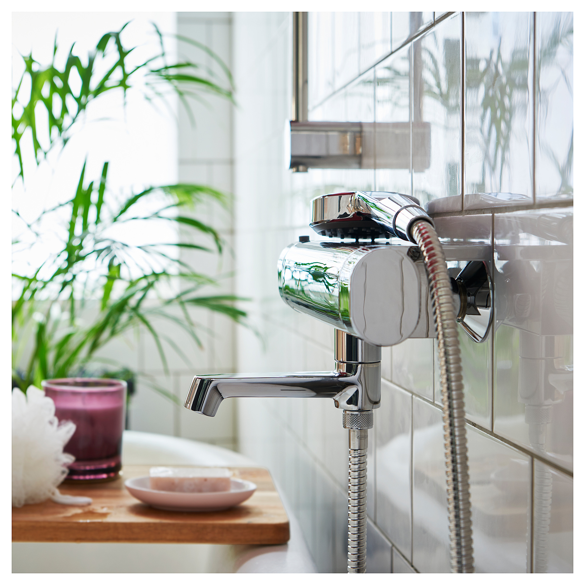 BROGRUND Bath/shower set thermostatic faucet, chrome plated - IKEA