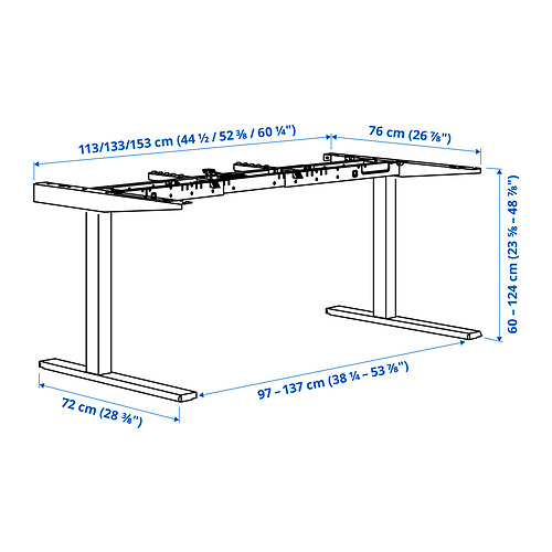 MITTZON underframe sit/stand for desk