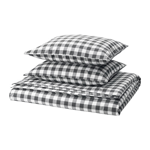 EKTANDVINGE, duvet cover and 2 pillowcases