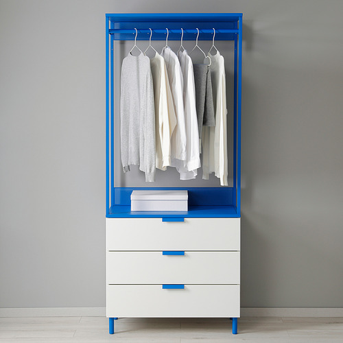 PLATSA, open wardrobe with 3 drawers