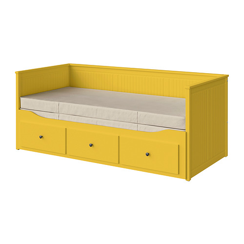 HEMNES, day-bed w 3 drawers/2 mattresses