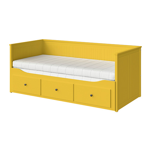 HEMNES, day-bed w 3 drawers/2 mattresses