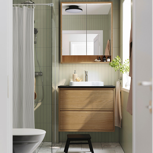 FAXÄLVEN, mirror cabinet w built-in lighting