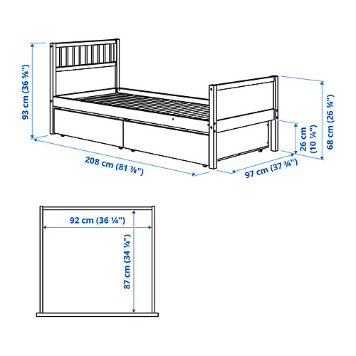 SMYGA, bed frame with storage