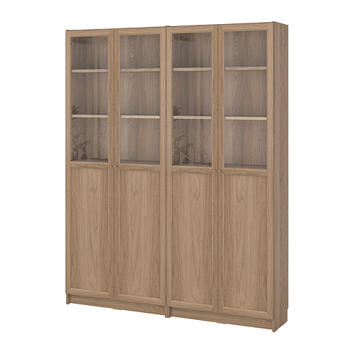 BILLY/OXBERG, bookcase comb w panel/glass doors