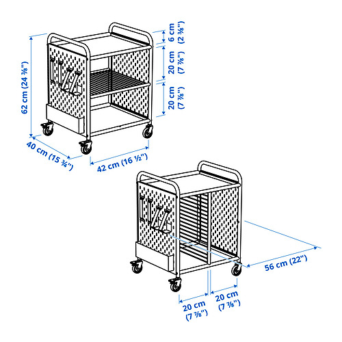 BRÄNNBOLL shelving unit on castors