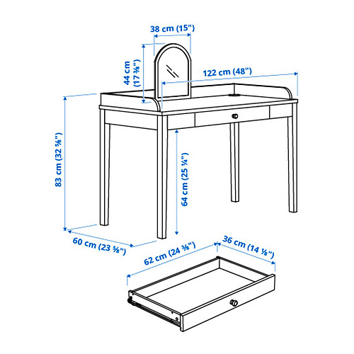 SMYGA desk with mirror