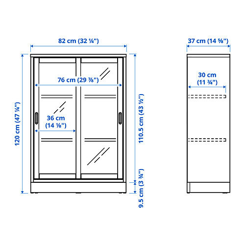 TONSTAD cabinet with sliding glass doors