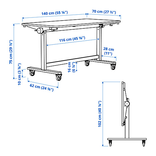 MITTZON foldable table with castors