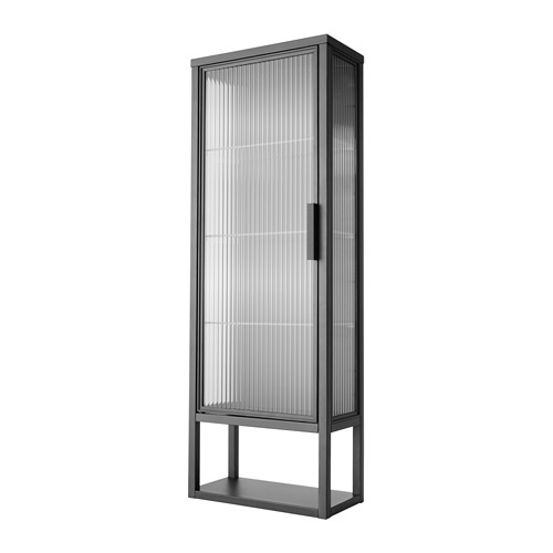 MOSSJÖN, wall cabinet w shelves/glass door