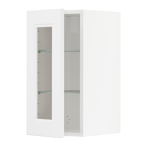 METOD wall cabinet w shelves/glass door