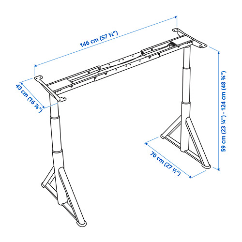 IDÅSEN underframe sit/stand f table tp, el