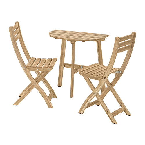 ASKHOLMEN, table f wall+2 fold chairs, outdoor