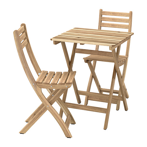 ASKHOLMEN, table and 2 folding chairs, outdoor