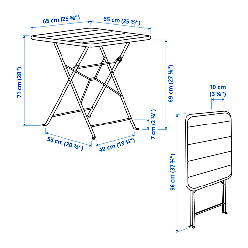 SUNDSÖ table and 2 folding chairs