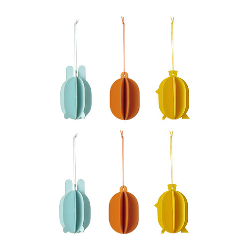 TJÄRLEK, hanging decoration, set of 6