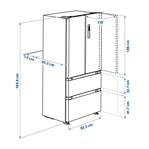 RIBBENÅS French door fridge/freezer