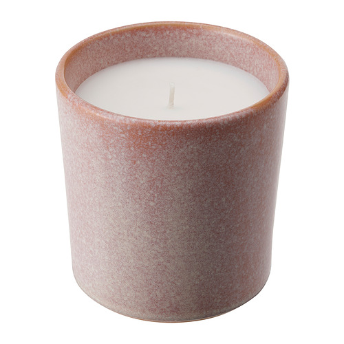JÄMLIK scented candle in glass, Vanilla/light beige, 40 hr - IKEA CA