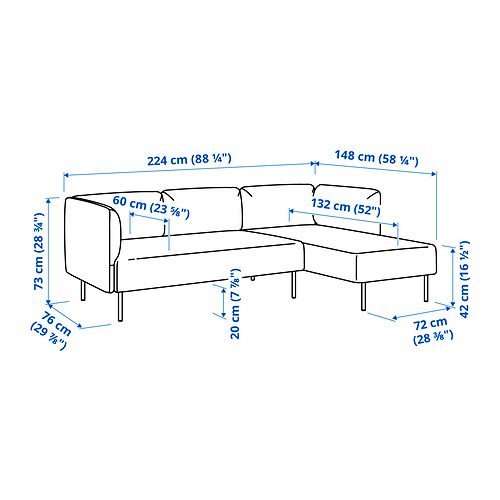 LILLEHEM 3-seat modular sofa w chaise longue