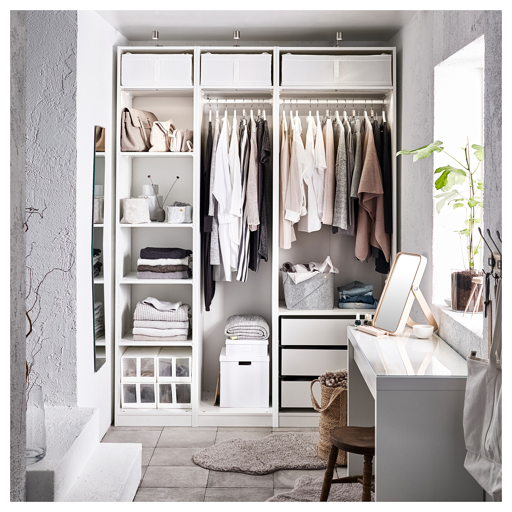ELVARLI Wardrobe combination, white, 647/8x215/8x85 - IKEA