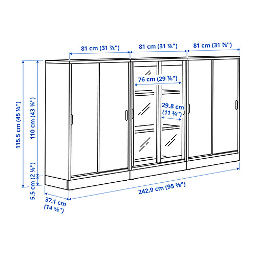 TONSTAD storage combination w sliding doors