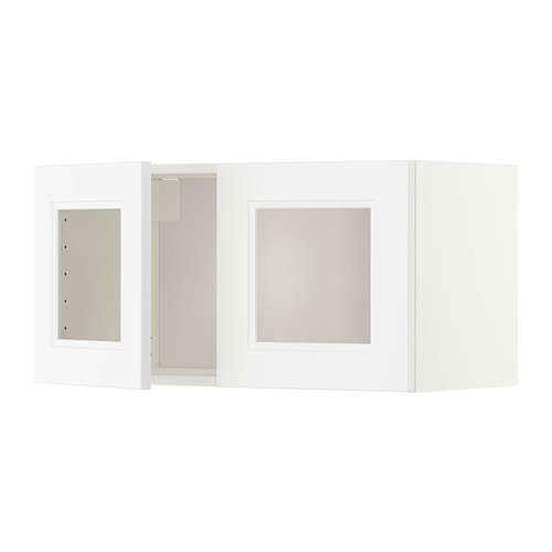 METOD, wall cabinet with 2 glass doors