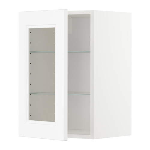 METOD, wall cabinet w shelves/glass door