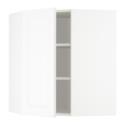 METOD, corner wall cabinet with shelves