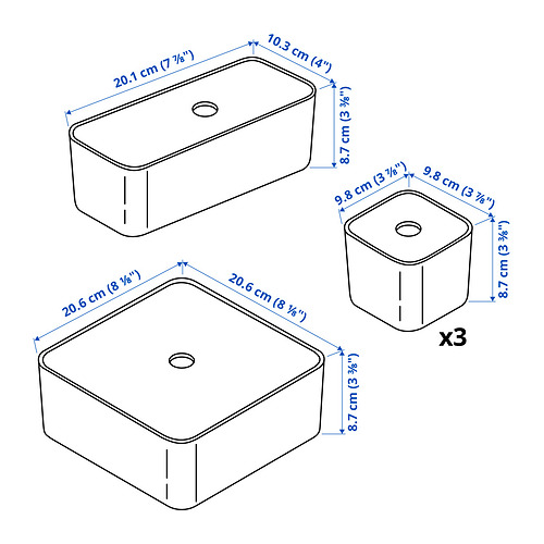 VISSLAÅN box with lid, set of 5