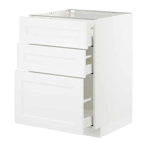 METOD, base cabinet with 3 drawers