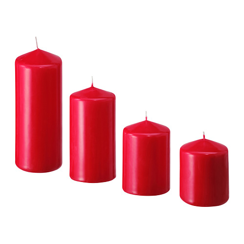 FENOMEN, unscented pillar candle, set of 4