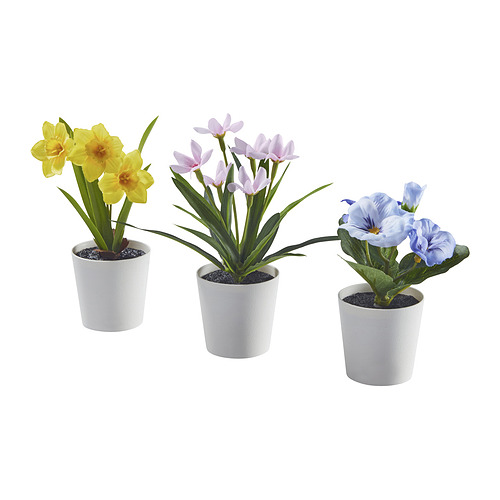 FEJKA, artifi potted plant w pot, set of 3