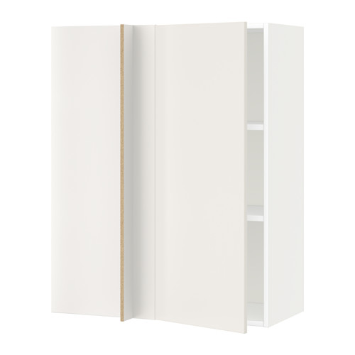 METOD, corner wall cabinet with shelves