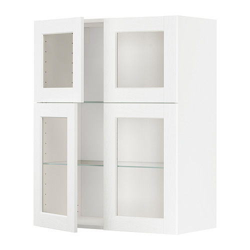 METOD wall cabinet w shelves/4 glass drs