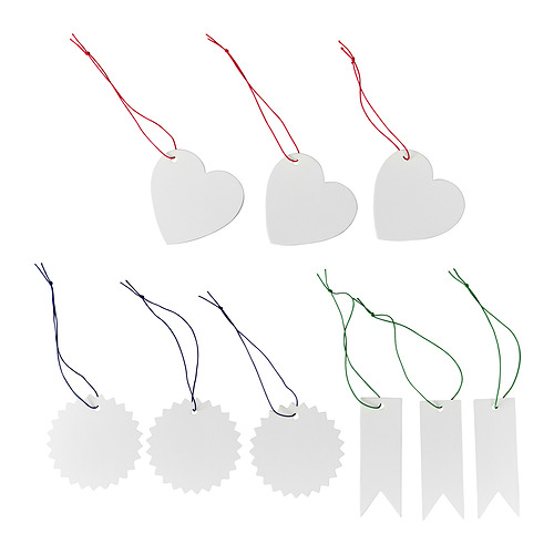 FÖNSTERFIKUS, label with string, set of 9