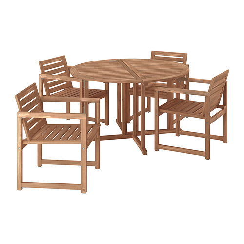 NÄMMARÖ, table+4 chairs w armrests, outdoor