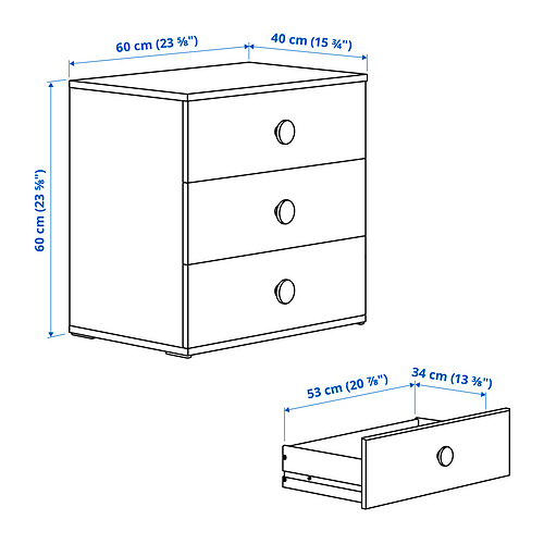 GODISHUS chest of 3 drawers