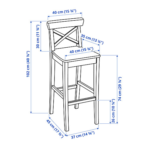 INGOLF bar stool with backrest