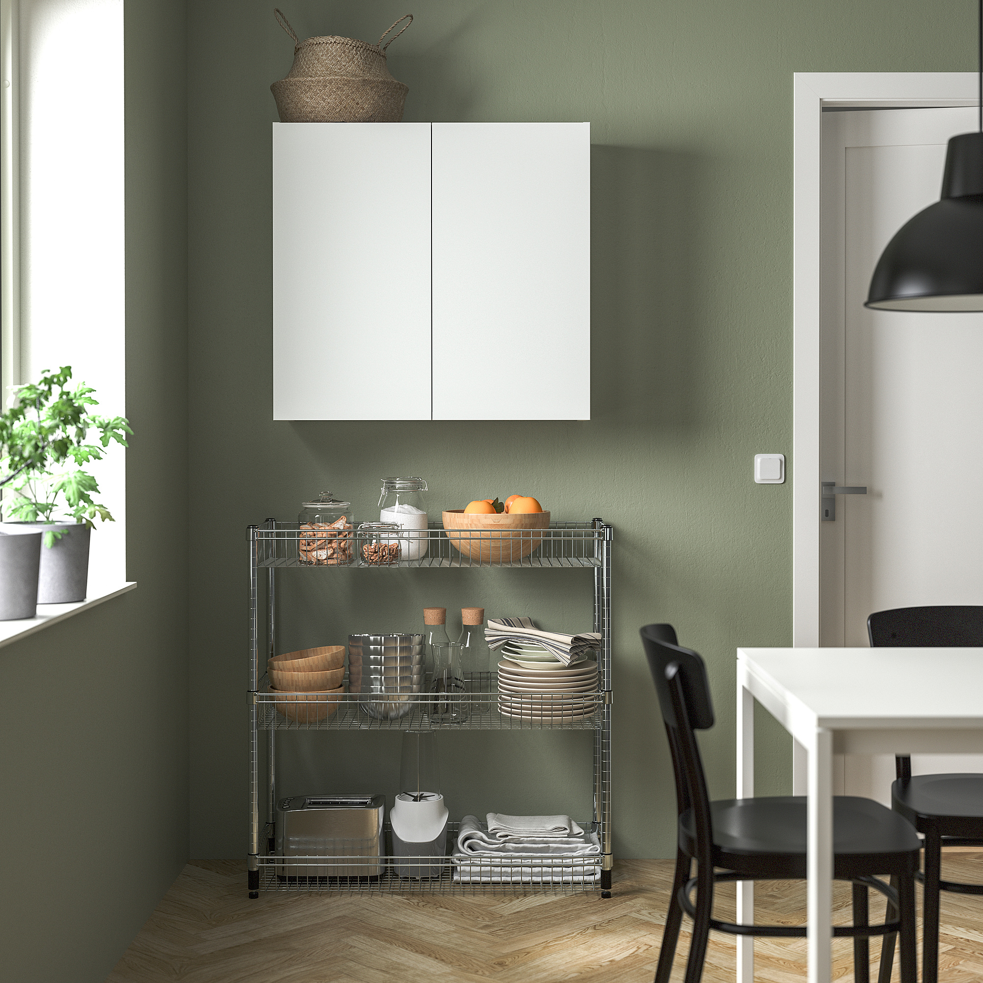 Flaminia FI46SVNE FILO scaffale con struttura in acciaio inox verniciato,  con 6 ripiani in vetro satinato, colore nero finitura opaco