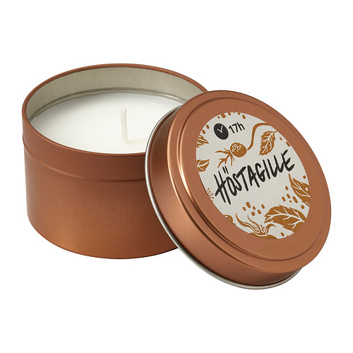 HÖSTAGILLE, scented candle in metal tin