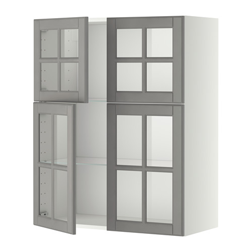 METOD wall cabinet w shelves/4 glass drs